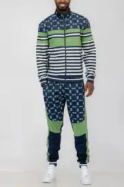 Weiv Two-Piece Zip Up Jacket & Drawstring Waist Elastic Ankle Pants Set