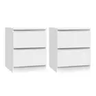 2x Bedside Table 2 Drawers - PEPE White