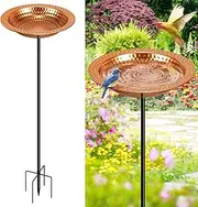 Metal Bird Bath Stand for Outdoors Garden, Bird Baths Birdbaths Bowl with Stake, Hand-Hammered Standing Birdbath, 5-Prong Base (Standing Bird Bath)