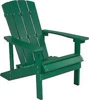 Flash Furniture Charlestown All-Weather Poly Resin Wood Adirondack Chair in Green