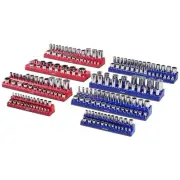 Magnetic Socket Organizer Set 8PCS Socket Trays Blue & Red for Metric SAE