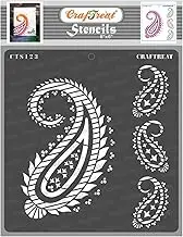 CrafTreat Indian Paisley Stencils for Painting on Wood, Canvas, Paper, Fabric, Floor, Journal and Tile - 6X6 Inches - Reusable Vintage Paisley Stencil for Furniture Painting, Home Decor & Wall Art