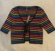DANGERFIELD Rainbow Striped Knit Cardigan.. NWT!!