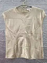 New Banana Republic Claudette Silk Sleeveless Blouse Beige Size XLarge