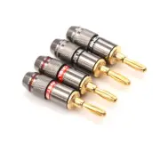 4pcs Gold Plated BFA 4mm Banana Plug Male Speaker Connector Adapter A-fo