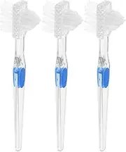 Gatuida 3pcs False Teeth Cleaner Toothbrush - Double Sided Cleaning Tool Brush for Denture Care
