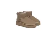 AUSTRALIAN SHEPHERD UGG Boots Sheepskin Wool Ankle Platform Rommie Brown