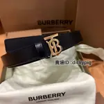 二手正品BURBERRY 金色TB LOGO 寬3CM雙面可用皮帶(黑色/棕褐色) 8052486 A1189