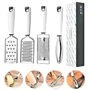 4 PCS Cheese Grater Set-Kitchen Professional Stainless Steel Handheld Zester,Cheese Graders for kitchen,Microplane Zester Grater with Handle,graters, peelers & slicers for Food