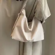 Plain Faux Leather Tote Bag Off-White - One Size
