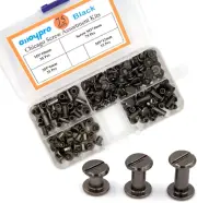 Alloypro 75 Sets Chicago Screws Assorted Kit 3 Sizes Meta Leather Rivets