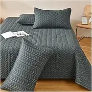 Quilt Bedding Set Full Queen Lightweight Summer Bedspread Soft Breathable Bedding Coverlet for All Season(Dark Gray,200x230cm+48x74cm x2)