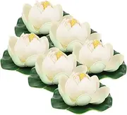 Sosoport 6pcs Simulation Lotus Leaf Lotus Pond Decorations Outdoor Floating Pond Plants Pond Accessories Lily Pad Flowers Decoration Floating Flowers for Centerpieces Pool Foam