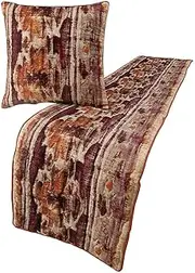 King/Queen/Twin Pink & Orange Designer Queen 185 x 45 cm Bed Runner with Cushion Cover, Ikat & Quilted Bed Scarf on Cotton Printed Fabric - Ikat Splash