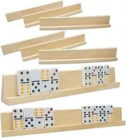 Domino Racks Set of 8, Mexican Train Dominoes Trays, Wooden Domino Holders for Mexican Train, Chickenfoot Combo, Mahjong and Other Dominoes Games13.97 x 2 x 1.18 Inches - Dominoes NOT Included