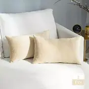 Pack of 2 Super Soft Throw Pillow Covers Rectangle 20" x 12" (Pack of 2) Beige