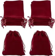 Beebeecraft 20Pcs 12x10cm Velvet Gift Bags Dark Red Burgundy Red Soft Velvet Cloth Jewelry Pouches with Drawstring Jewellery Pouches (4.7x3.9Inch)
