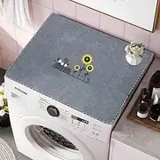 YUZHANGHE Washer & Dryer Covers Washing Machine Top Cover Dust-Proof Washer & Dryer Top Covers Anti-Slip Fridge Dust Cover 26In x 35In /65cm x 90cm - Grey