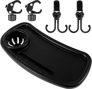 Abizarch Stroller Snack Tray with Cup Holder Universal Stroller Food Tray Removable Baby Snack Tray with Adjustable Buckle and Hooks Reusable Stroller Snacks Holder for Strollers ZHAZHAMO