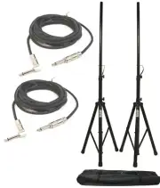 Pro Audio DJ Pa Speaker Tripod Stands W/ 12FT Cables 1/4" Stereo Jack Package