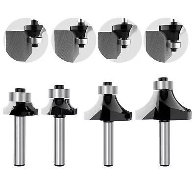1/4 Inch Shank Roundover Edging Router Bit Set Woodworking Cutter Tools