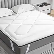 Maxzzz Cooling Memory Foam Mattress Topper Queen, Made from Medium Molecular Material Mattress Cover, Breathable Mattress Pad Cover for Queen Size Bed, Cool Feeling, White