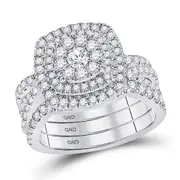 14k White Gold Round Diamond Bridal Wedding Ring Set 2 Cttw