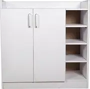 Redfern Shoe Cabinet with Shelves Self-Close Hinged Doors Stores Up to 20 Pairs of Shoes Melamine Laminate Stylish Wood Grain Finish Modern Storage Cabinet 90H x 80W x 30D CM White