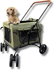 LONGDOG IMPRESSIONS Pet Stroller Foldable Travel Crate for Small and Medium Dog and Cat, Portable Pet Travel Carrier, Pet Jogger with Detach Carrier