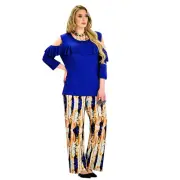 Women’s Plus Size Cold Shoulder Top with Trousers Casual Wear European Products