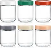 Feshory 6 Pack Overnight Oats Container Jar with Screw Lid - Wide Mouth Mason Jars, Airtight Glass Meal Prep Containers for Baby Food Storage, Salad, Spice, Snacks, Dressing Sauce (6x550 ml)