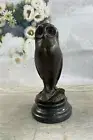 THE OWL ART DECO, BEAUTIFUL BRONZE STATUE SCULPTURE ON MARBLE REAL BRONZE STATUE