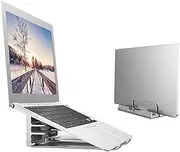 2 in 1 Vertical Laptop Stand, Aluminum Adjustable Laptop Holder Storage Rackcompatible with All MacBook Pro/Air/Microsoft Surfac