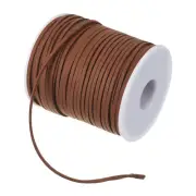 3mm 50 Yard Suede Cord with Roll Spool Flat Faux Leather Lace DIY Craft, Brown