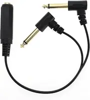 EMSea 1/4 Inch 6.35mm Splitter Cable TRS Stereo 1/4 Female to 2 Right Angle TS Mono 1/4 Male Y Splitter Adapter Cable for Guitar Amplifier Piano Sound Home Theater Equipment 25cm