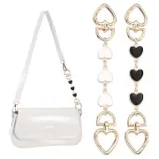 Bag Extender Chain, 2 Pcs Purse Strap Heart Shape Chain, White/Black