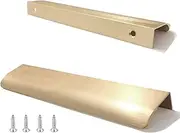 10 Pack Modern Style Finger Edge Pull Furniture DrawerHandles Hidden Cabinet Kitchen Drawer Handles Knobs, Brass, 150mm