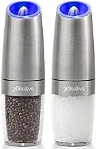 2-Piece Auto Salt and Pepper Grinder Set, Automatic Salt and Pepper Mills Set, Electric Salt and Pepper Shakers, with Adjustable Coarseness, One-Handed Operation for Effortless Seasoning