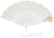 Yardenfun Lace Handheld Folding Fan for Weddings and Parties Elegant Vintage Design Portable Travel Accessory for Dance and Photography Props Durable and Stylish Folding Fan