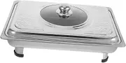 Mikinona Elegant Stainless Steel Buffet Tray Large Meal Serving Plate Snacks Holder Plate Cold Serving Tray Rectangular Covered Event Buffet Server Wedding Banquet Party Banquet Supplies