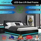 Artiss Bed Frame DOUBLE Size RGB LED Gas Lift Bed Base Leather Storage LUMI New