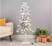 4' Illuminated Alpine Flocked Tree with Foot Pedal by Valerie H427673