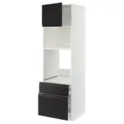 METOD / MAXIMERA high cab f oven/micro w dr/2 drwrs, white/Upplöv matt anthracite, 60x60x200 cm