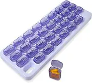 Monthly Pill Organizer - 31 Day Pill Organizer with Large Removable Medication Pods, Portable Pill Case Box and Holder for Daily Medicine and Vitamins for Travel, Purple