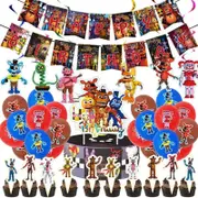 Five Nights at Freddys Theme Party Decorating Set - Party Banner Latex Balloons Cake Cupcake Toppers Swirls