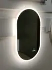 Bathroom Pill Shape LED Illuminated Mirror Touch Switch Energy Saving