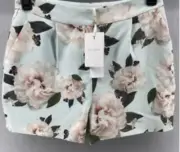 Ted Baker London Shorts Women's Sz 6 (Ted Sz 2) Noosam Mint Floral Lined NWT