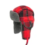 Eskimo Ice Fishing Youth Plaid Alaskan Sherpa Buffalo Hat in Youth