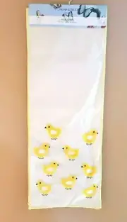 CYNTHIA ROWLEY WHITE,3D YELLOW CHICKS,HENS EMBROIDERED TABLE RUNNER-6 FT-14"X72"