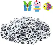 1100Pcs Googly Eyes Self Adhesive, for Craft Sticker Wiggle Eyes Multi Sizes 6Mm
